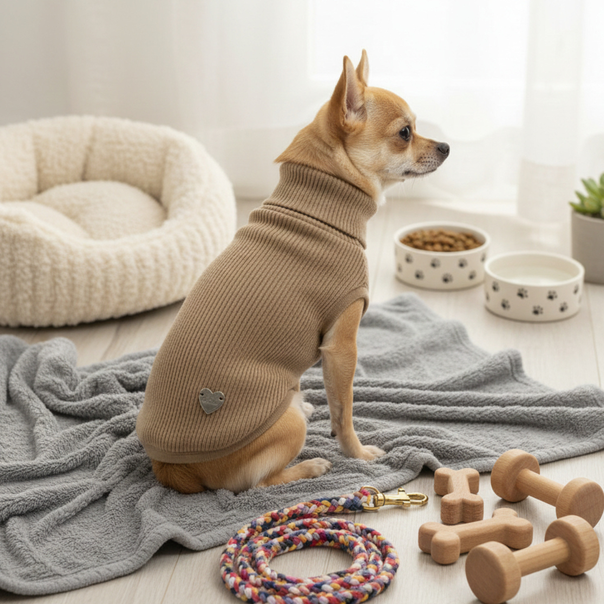 Maglione Bianco Lana Merino per Cani
